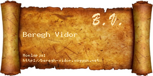 Beregh Vidor névjegykártya